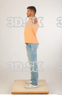 Whole body orange tshirt light blue jeans modeling t pose…